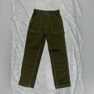Solid Flap Pocket Side Wide Leg Cargo Pants